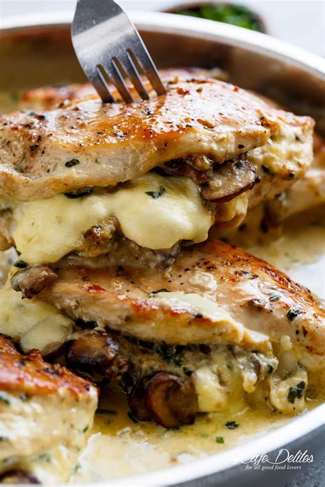 Cheesy Garlic Butter Mushroom Stuffed Chicken Cafe Delites Recipe
