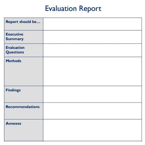 evaluation report templates  google docs ms word pages