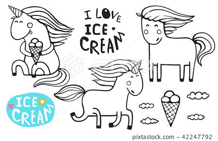 unicorn ice cream coloring pages premium vector unicorn ice cream