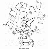 Paperwork Tossing Businesswoman Outlined Toonaday sketch template
