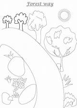 Coloring Forest Road Pages Kids sketch template