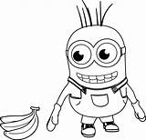 Banana Coloring Minion Looking Wecoloringpage Pages Getcolorings Printable Color sketch template