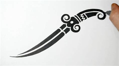draw  knife dagger tribal tattoo art design youtube