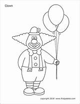 Clown Printable Clowns Balloons Coloring Pages Firstpalette sketch template