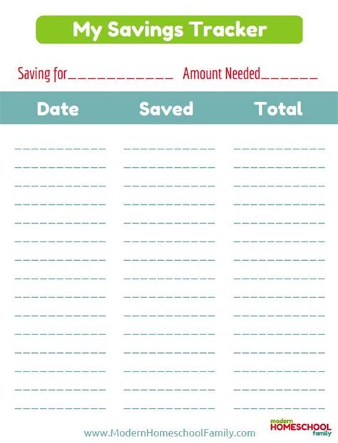 printable savings tracker  kids   printable savings tracker  kids