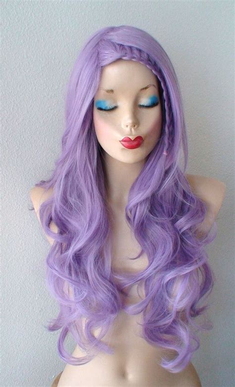 Lavender Wig 26 Curly Hair Side Bangs Wig Heat Friendly Etsy