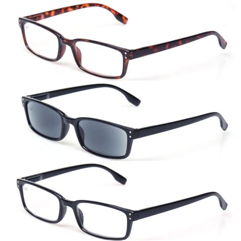 buy reading glasses 3 pack spring hinge rectangular