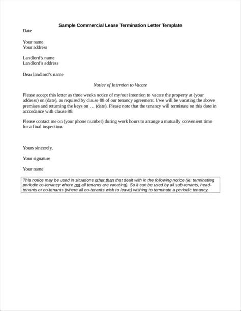 sample lease termination letter templates  ms word