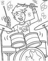 Coloring Pages Band Boy Rock Roll Drum Color Drummer Set Drawing Drumset Kids Play Metal Drums Hiking Showtime Playing Printable sketch template