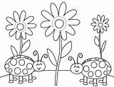 Coloring Pages Insect Flowers Printable Ladybugs Ladybug Kids Bugs Colour Book Para Dibujos Lady Pre Crafts School Cute sketch template