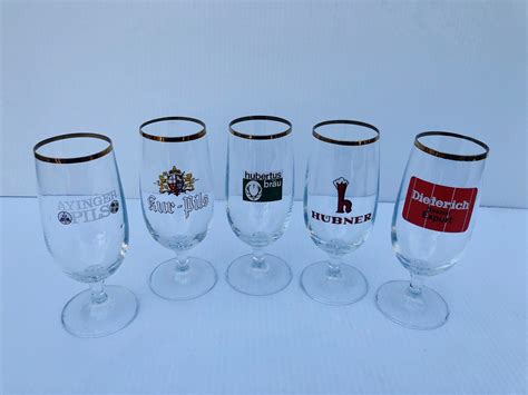 Vintage German Beer Glasses Set Of 5 Each Glass Has A Name Etsy