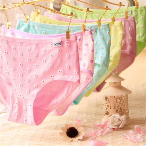 Women Girls Flower Cotton Briefs Breathable Lady Panties Knickers