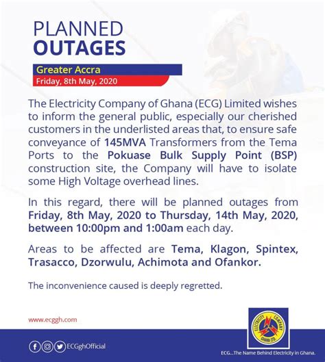 Ecg To Cut Power Supply To Parts Of Accra Check Out Areas Affected