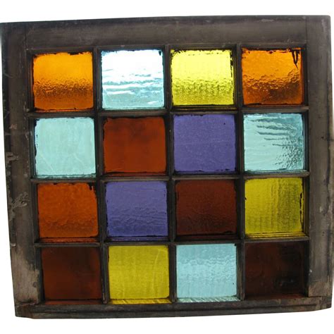 Antique Colored Stained Glass Window 16 Panes Sold On Ruby Lane