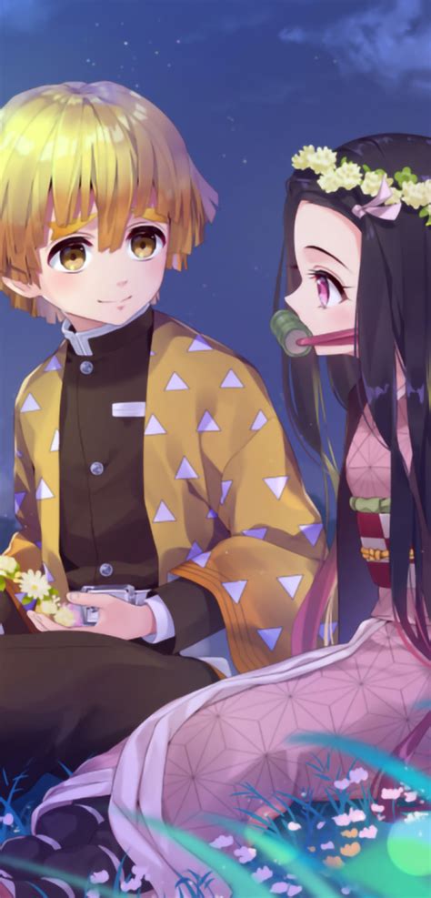 720x1500 nezuko kamado and zenitsu agatsuma art 720x1500 resolution