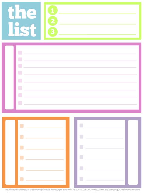 printable   lists  jumpstart  productivity clean mama