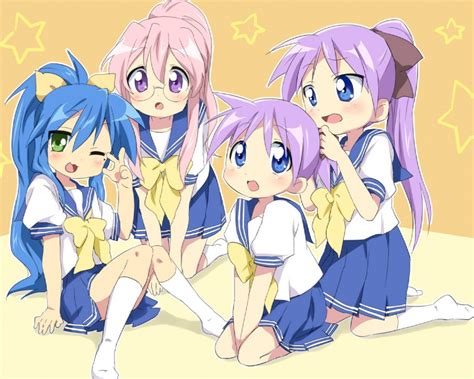 Hiiragi Kagami Izumi Konata Hiiragi Tsukasa And Takara Miyuki Lucky