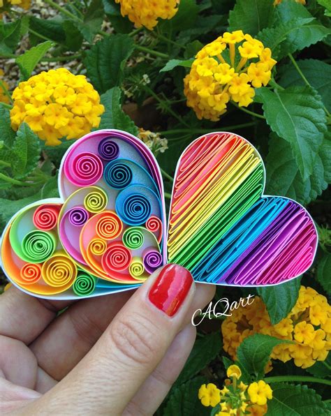 mini quilling art rainbow heart unique gift art magnet love etsy