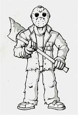 Voorhees Scary sketch template