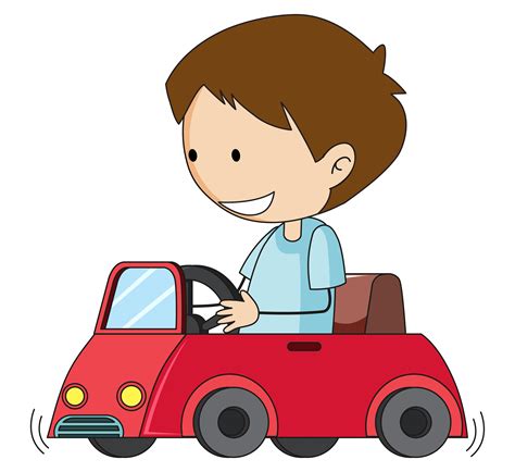 doodle boy drive toy car  vector art  vecteezy