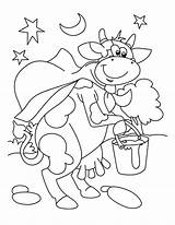 Cow Coloring Cartoon Pages Milking Color Cows Getcolorings Getdrawings Drawing sketch template