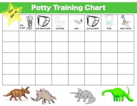 printable dinosaur potty training chart printable word searches