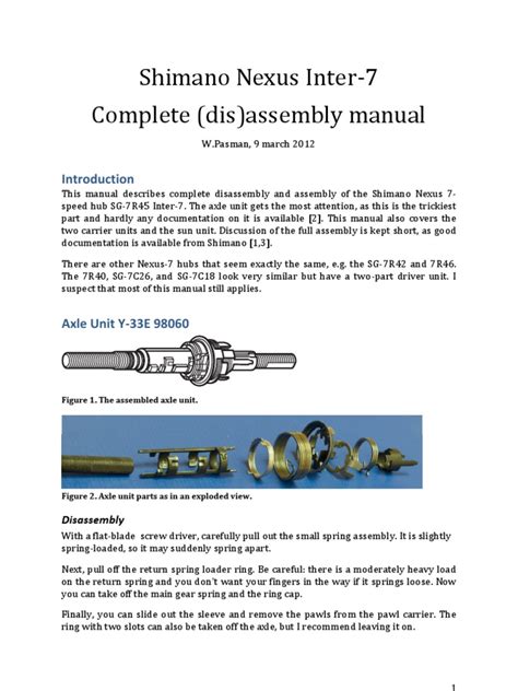 shimano nexus  complete assembly manual machines mechanical engineering