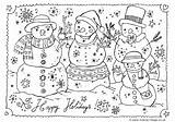 Pages Colouring Coloring Christmas Happy Holidays Family Snowman Kids Snowmen Holiday Printable Activity Children Village Activityvillage Winter Colour Adults Print sketch template