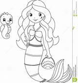 Mermaid Coloring Pages Book Kids Printable Cute Clip Princess Girls sketch template