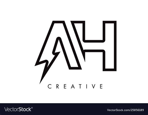 ah letter logo design  lighting thunder bolt vector image