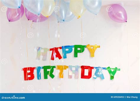 colourful birthday party text decoration stock image image  happy