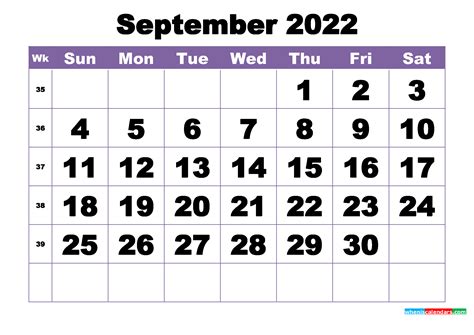 september  printable calendar template