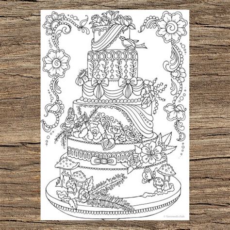 cake printable adult coloring page  favoreads coloring book pages