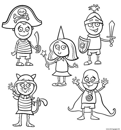 halloween costumes coloring page printable