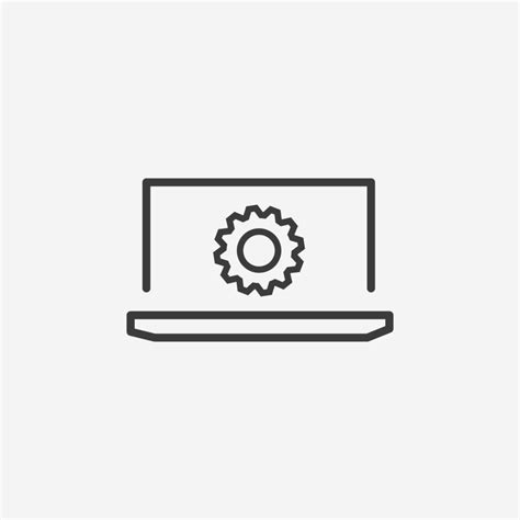 setting computer laptop technology gear icon vector isolated symbol