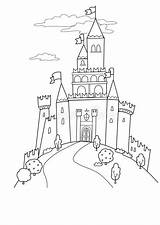 Fiabe Fiaba Kasteel Sprookje Zwart Parati Moat Fairytale Aantekenvel Magische Middeleeuws Kinderen Kleuren Illustratie Pixers sketch template