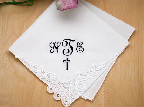 monogrammed handkerchief   initials cross font