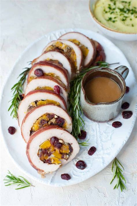 turkey roulade with butternut squash mushroom and