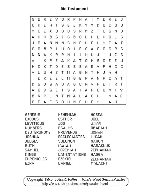 Johns Word Search Puzzles Bible Old Testament