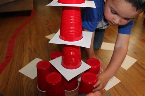 solo cup stacking engineering challenge  preschoolers  salty mamas
