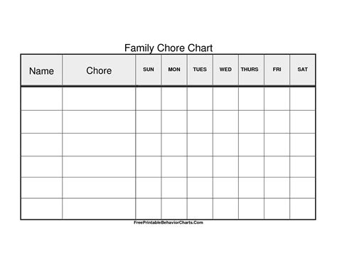 chore family job chart printable family chore charts  printable