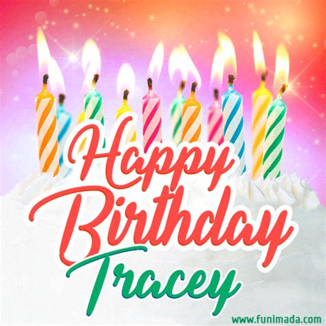 happy birthday gif  tracey  birthday cake  lit candles
