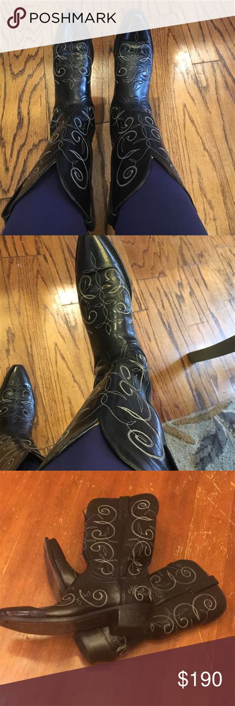 Lucchese 1883 Black Leather With White Stitch 8 5 Lucchese Cowgirl