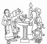Baptism Catholic Splashing Tocolor Sacraments sketch template