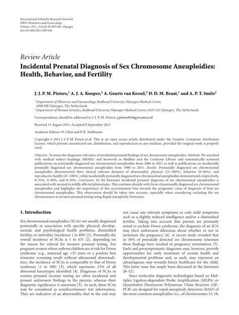 pdf incidental prenatal diagnosis of sex chromosome aneuploidies