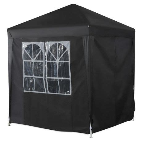 outsunny xft pop  party tent outdoor folding gazebo canopy  side walls black
