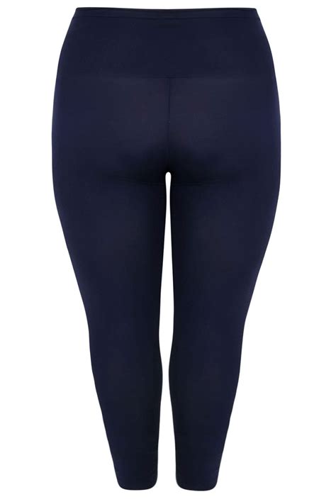 Navy Tummy Control Soft Touch Cropped Leggings Plus Size