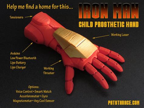 iron man super hero  printed childs prosthetic hand patstarace