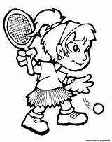 Tennis Coloring Pages Playing Girl Sports Printable Kids Print Color sketch template