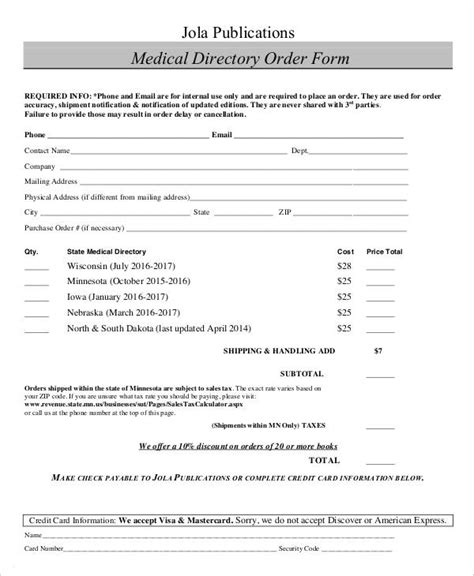 medical order forms   word  format